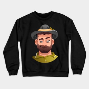 A brutal bearded man with a small smile Crewneck Sweatshirt